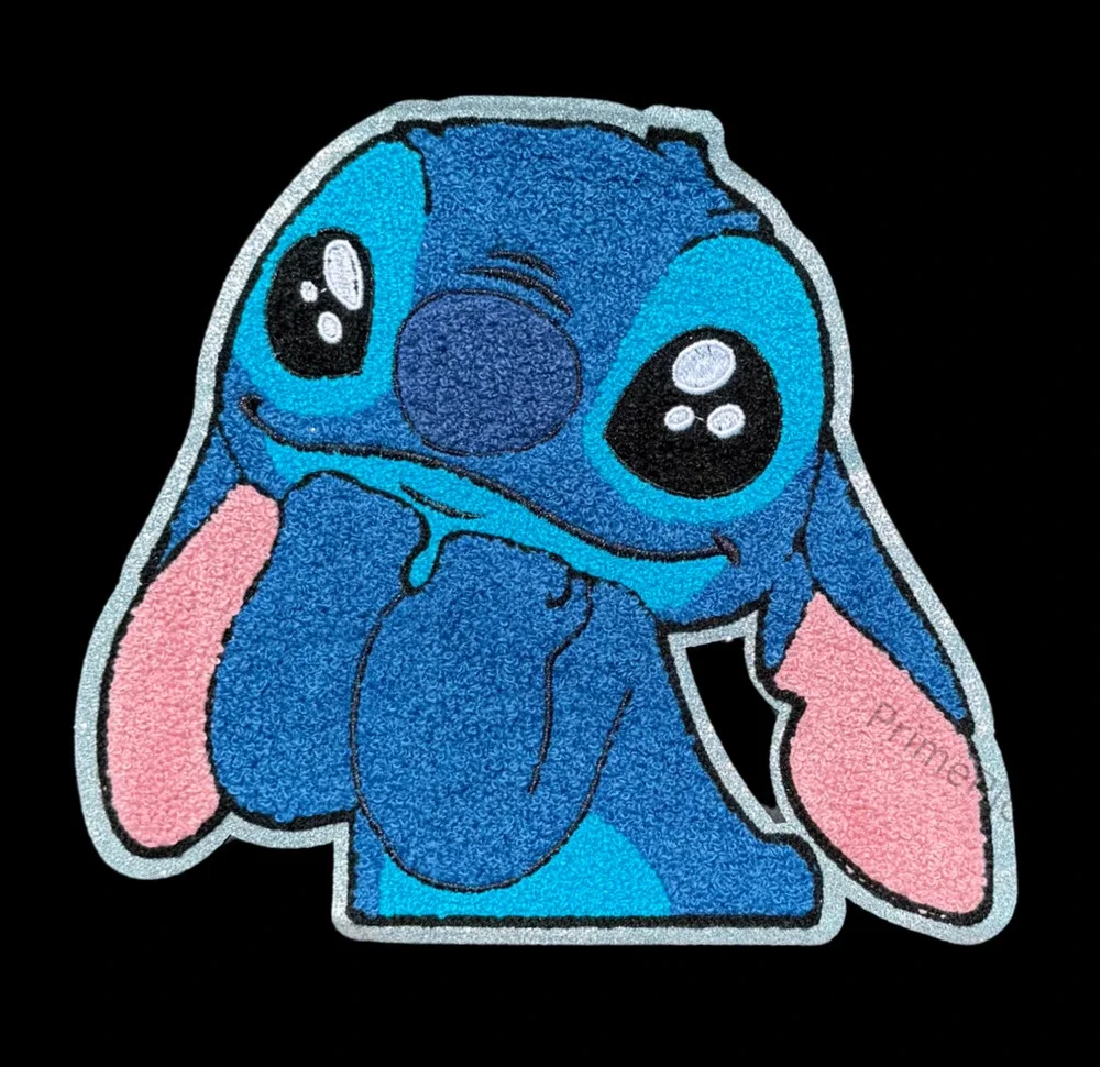 Blue Alien Chenille Patch – 10x9 inches Cartoon Applique – Soft Embroidery